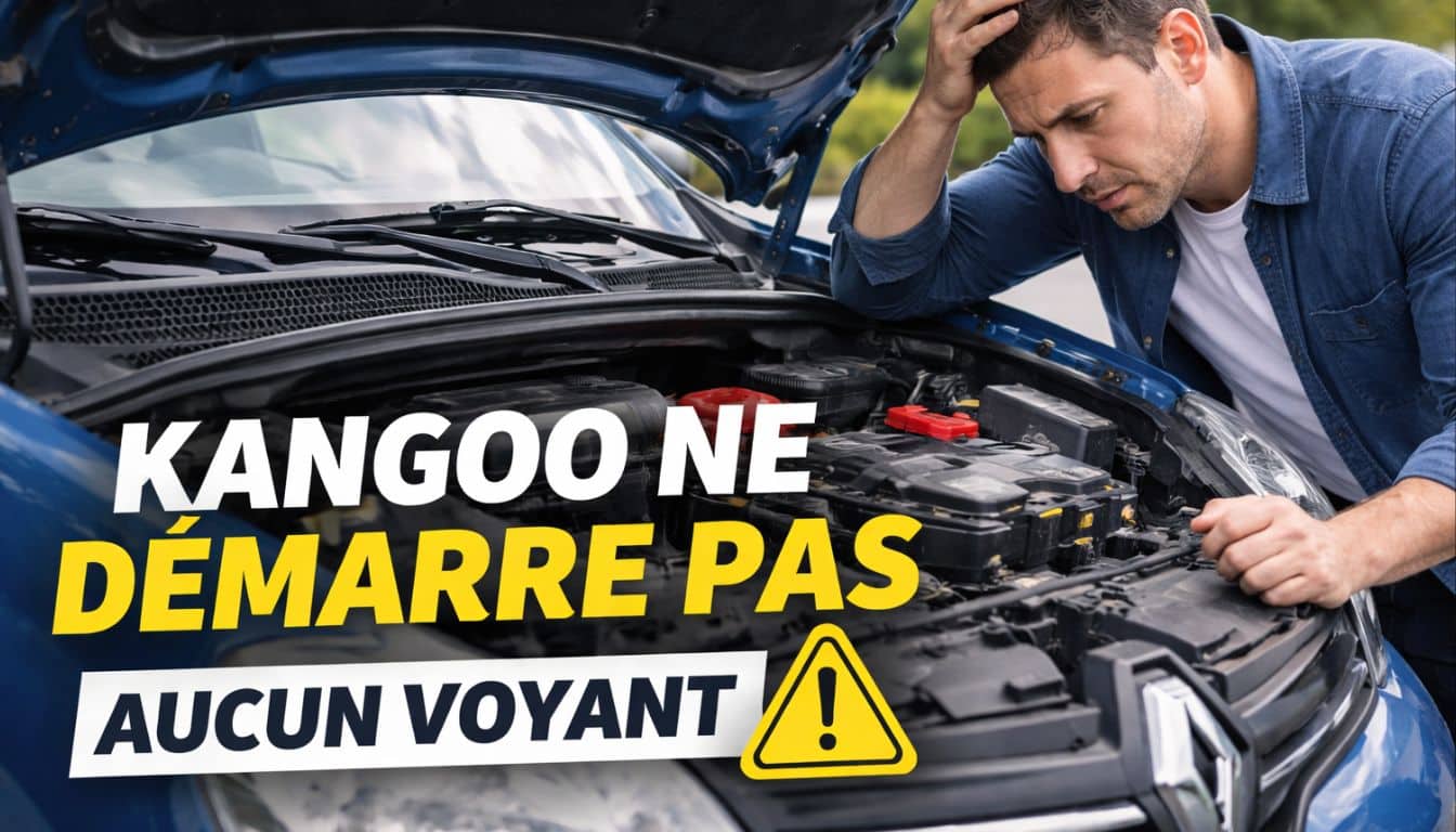 kangoo avec le capot ouvert en panne