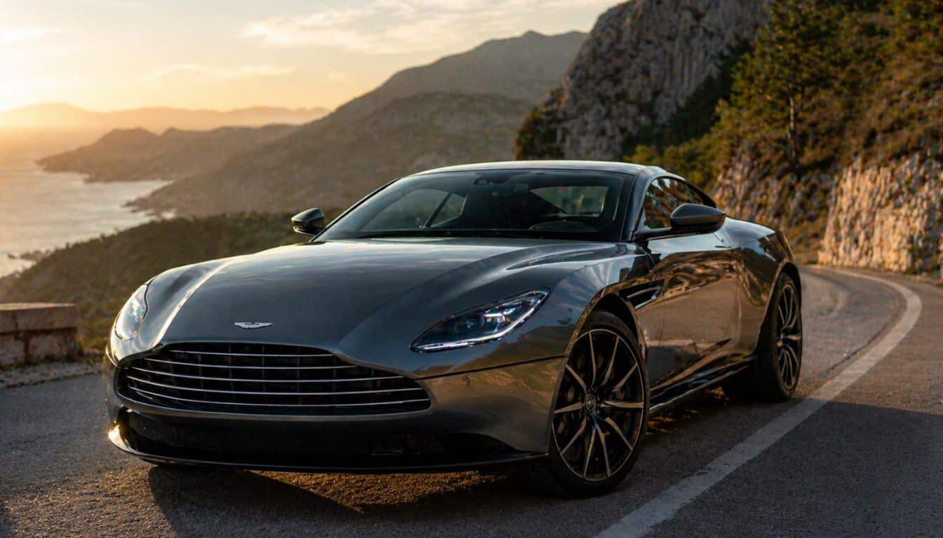 Voiture de luxe au coucher du soleil