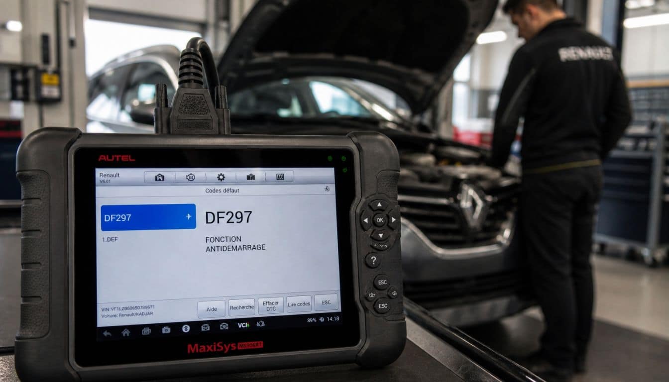 code df297 sur une valise de voiture